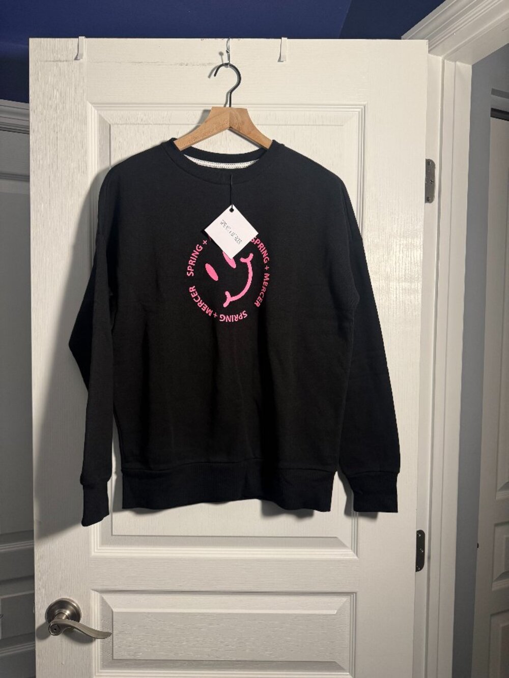 NWT - Spring + Mercer - Black Crewneck Sweatshirt - Size Small (Oversized)